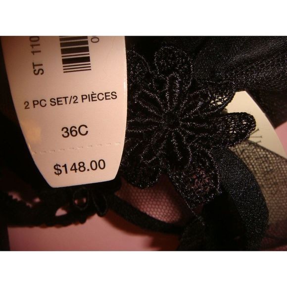 Victoria's Secret DESIGNER COLLECTION 34B,36C CORSET SET BLACK floral embroidery - Picture 4 of 15